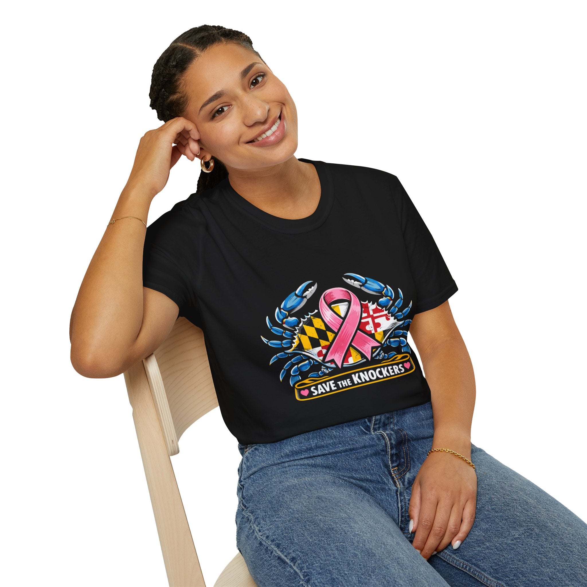 Save The Knockers Maryland Crab T-Shirt — Breast Cancer Awareness Ribbon Tee