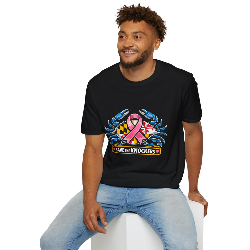 Save The Knockers Maryland Crab T-Shirt — Breast Cancer Awareness Ribbon Tee