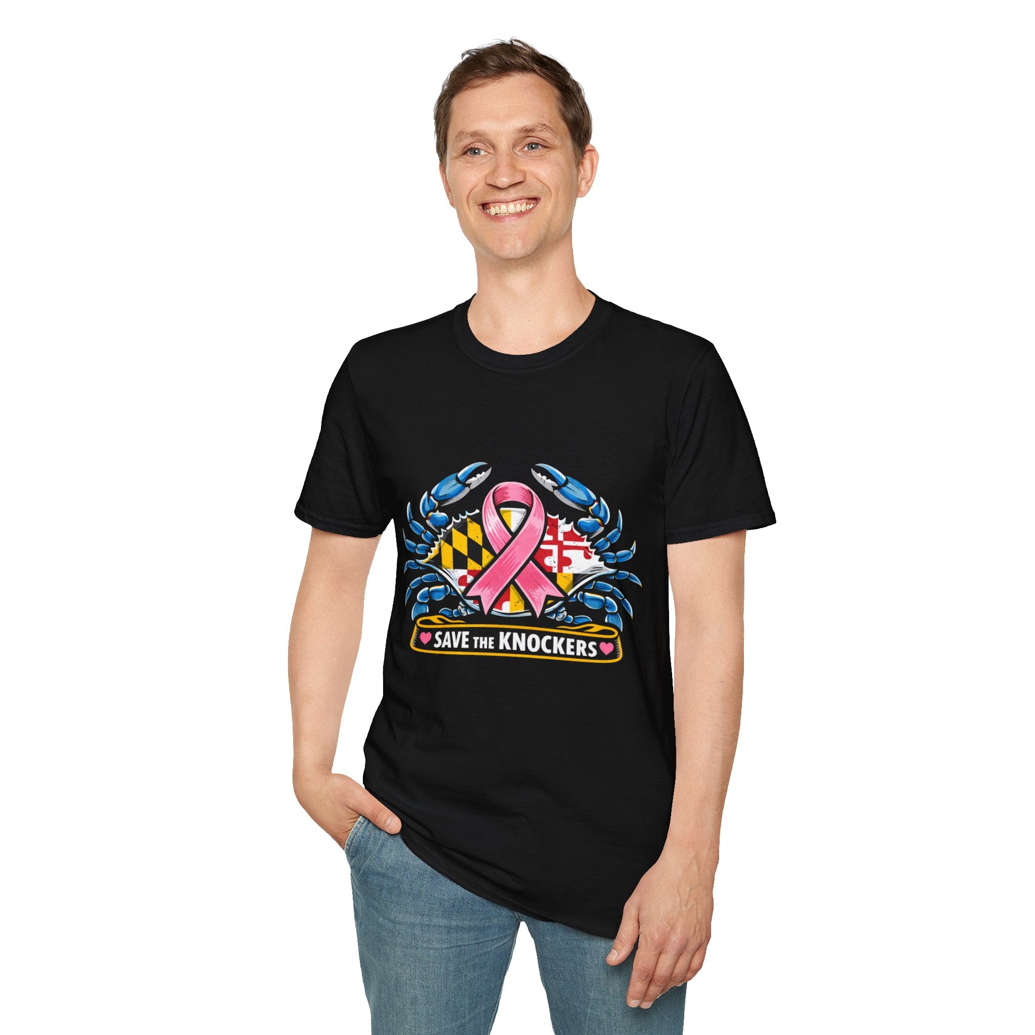 Save The Knockers Maryland Crab T-Shirt — Breast Cancer Awareness Ribbon Tee