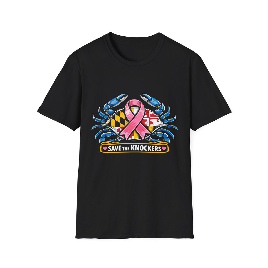 Save The Knockers Maryland Crab T-Shirt — Breast Cancer Awareness Ribbon Tee