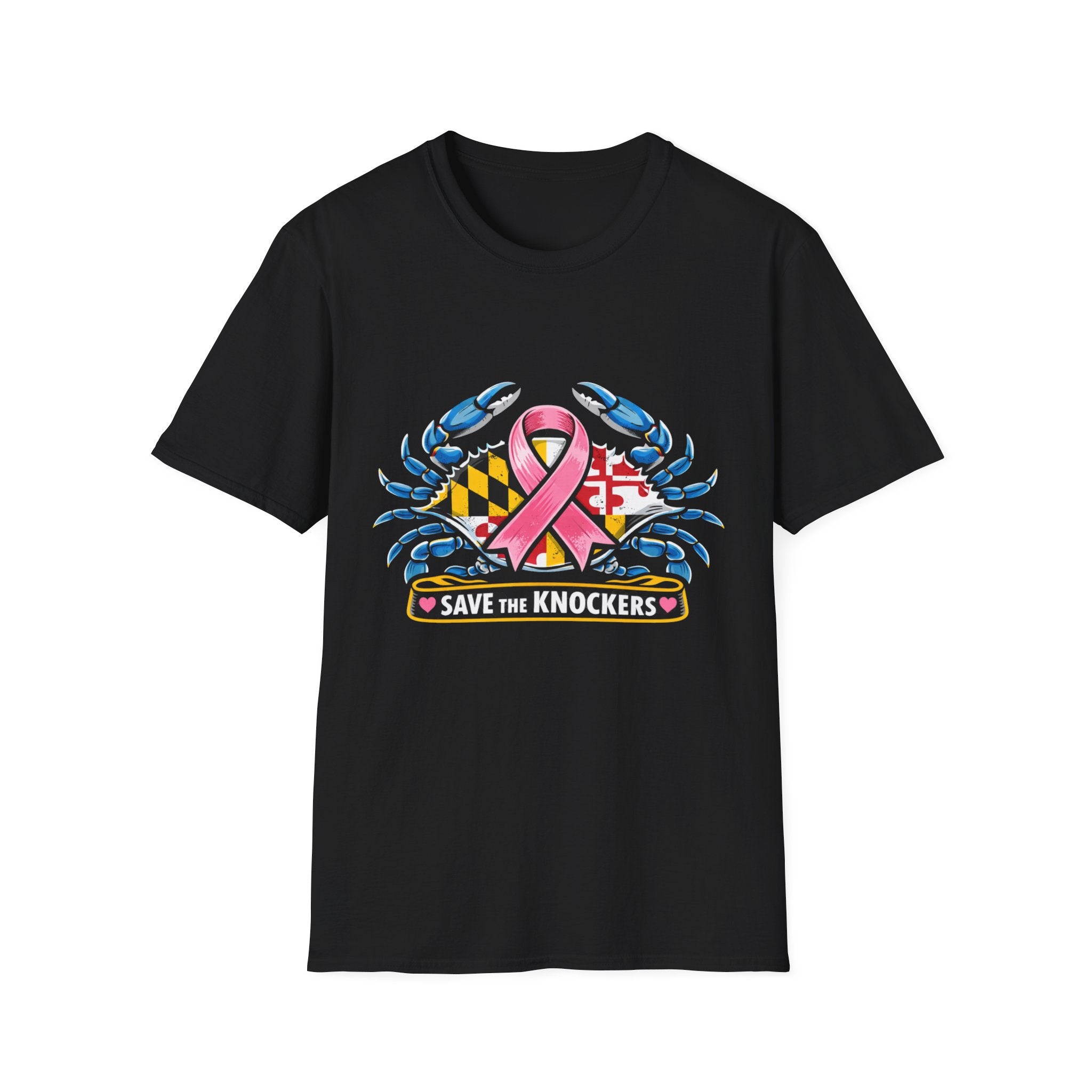 Save The Knockers Maryland Crab T-Shirt — Breast Cancer Awareness Ribbon Tee